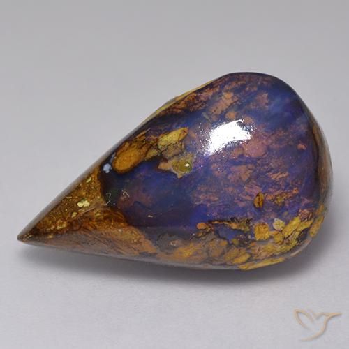 13.23 ct Multicolor Boulder Opal Stone, Natural Boulder Opal in Pear Cabochon Shape for Sale