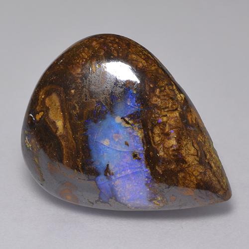 12.82 ct Multicolor Boulder Opal Stone, Natural Boulder Opal in Pear Cabochon Shape for Sale