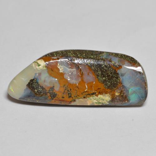 Многоцветный Огненный Опал или Болдер Камень - 11.2ct Кабошон (ID: 575176)