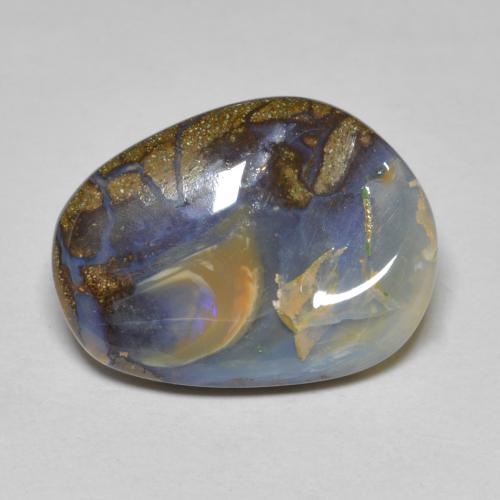 10.14 ct Multicolor Boulder Opal Gemstone, Boulder Opal Gem in Fancy Cabochon Shape for Sale.