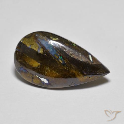 8.30ct Natural Multicolor Boulder Opal, Pear Shape, Opaque