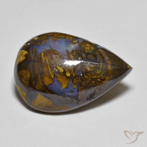 10.43ct Natural Multicolor Boulder Opal, Pear Shape, Opaque