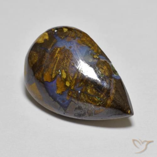 10.43 ct Multicolor Boulder Opal Stone, Natural Boulder Opal in Pear Cabochon Shape for Sale