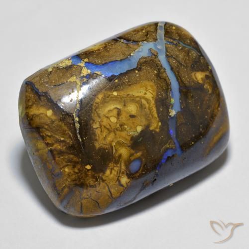 21.82 ct Multicolor Boulder Opal Stone, Natural Boulder Opal in Cushion Cabochon Shape for Sale