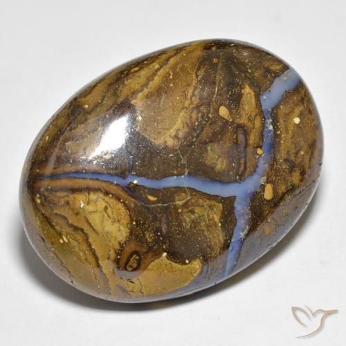 28.09 ct Multicolor Boulder Opal Stone, Natural Boulder Opal in Oval Cabochon Shape for Sale