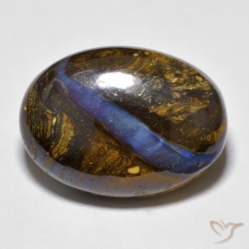 20.97 ct Multicolor Boulder Opal Gemstone, Boulder Opal Gem in Oval Cabochon Shape for Sale.