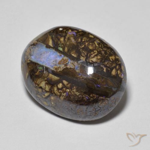 7.69 ct Multicolor Boulder Opal Stone, Natural Boulder Opal in Oval Cabochon Shape for Sale