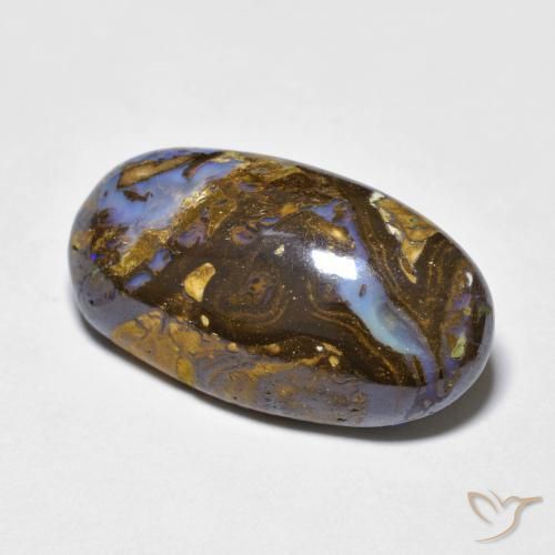 9.86 ct Multicolor Boulder Opal Stone, Natural Boulder Opal in Oval Cabochon Shape for Sale