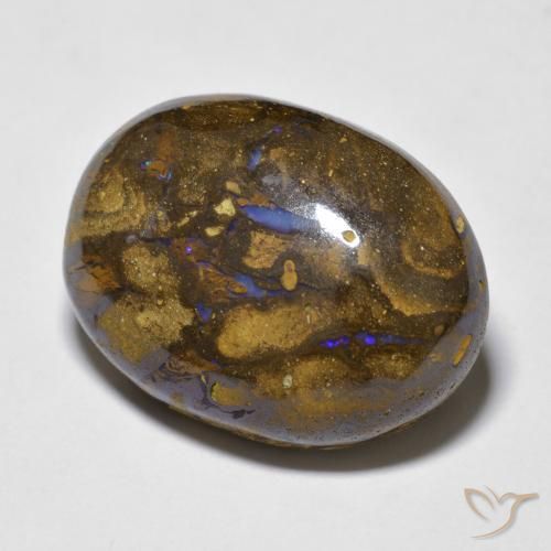 15.41 ct Multicolor Boulder Opal Stone, Natural Boulder Opal in Oval Cabochon Shape for Sale