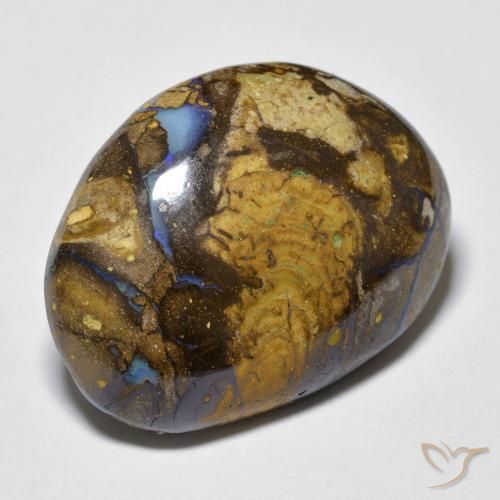 17.61 ct Multicolor Boulder Opal Stone, Natural Boulder Opal in Fancy Cabochon Shape for Sale