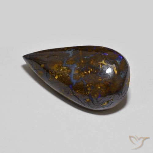 18.19 ct Multicolor Boulder Opal Stone, Natural Boulder Opal in Pear Cabochon Shape for Sale