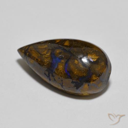 8.32 ct Multicolor Boulder Opal Stone, Natural Boulder Opal in Pear Cabochon Shape for Sale