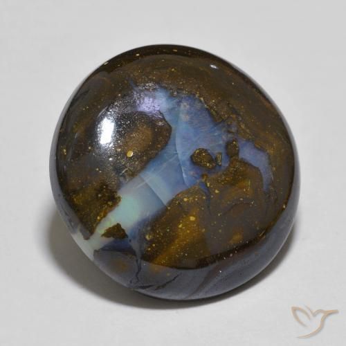 11.65 ct Multicolor Boulder Opal Stone, Natural Boulder Opal in Round Cabochon Shape for Sale