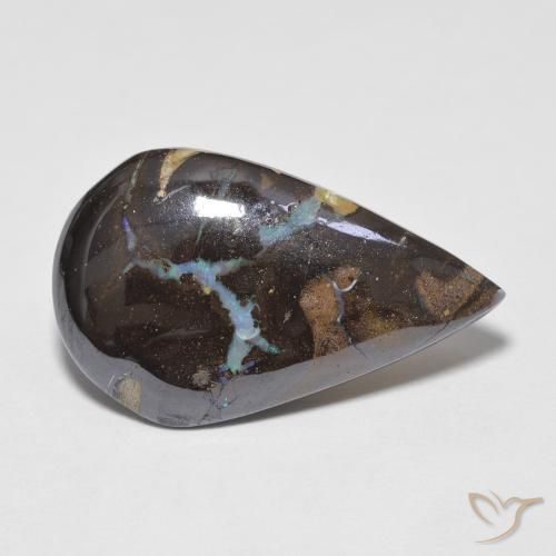 6.10 ct Multicolor Boulder Opal Stone, Natural Boulder Opal in Pear Cabochon Shape for Sale