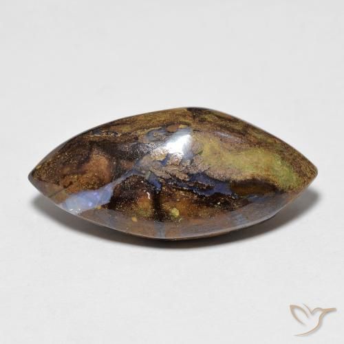 6.38 ct Multicolor Boulder Opal Stone, Natural Boulder Opal in Marquise Cabochon Shape for Sale