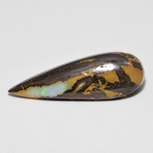 Ópalo Boulder Multicolor Pera de 4.4 ct de Australia, dimensión 23,3 x 8mm, piedra preciosa natural No tratado, claridad Opaco, Ópalo Boulder Cabujón Pera de 1 pieza, dureza de Mohs de 5.5 - 6.5 , Photo A
