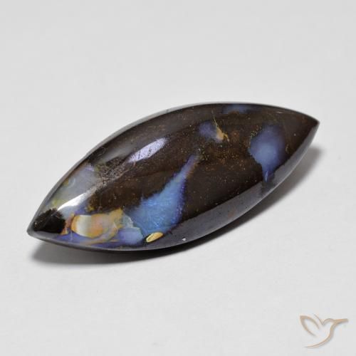 9.65 ct Multicolor Boulder Opal Stone, Natural Boulder Opal in Marquise Cabochon Shape for Sale