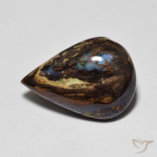 7.48ct Natural Multicolor Boulder Opal, Pear Shape, Opaque