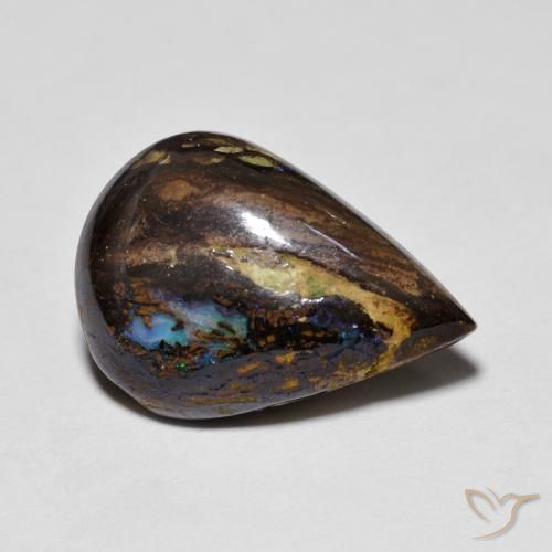 7.48 ct Multicolor Boulder Opal Stone, Natural Boulder Opal in Pear Cabochon Shape for Sale