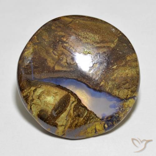 11.73 ct Multicolor Boulder Opal Stone, Natural Boulder Opal in Round Cabochon Shape for Sale