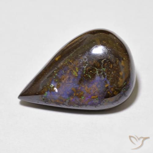 Ópalo Boulder Multicolor Pera de 9.46 ct de Australia, dimensión 17,9 x 12mm, piedra preciosa natural No tratado, claridad Opaco, Ópalo Boulder Cabujón Pera de 1 pieza, dureza de Mohs de 5.5 - 6.5 , Photo A