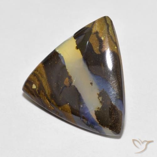 5.28 ct Multicolor Boulder Opal Stone, Natural Boulder Opal in Trillion Cabochon Shape for Sale