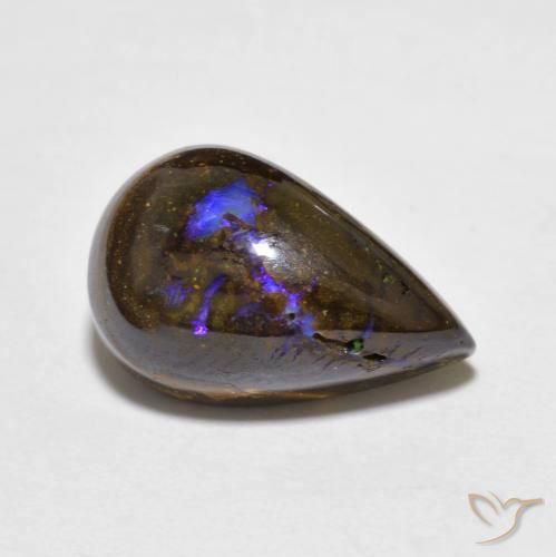 Ópalo Boulder Multicolor Pera de 7.3 ct de Australia, dimensión 15 x 9,5mm, piedra preciosa natural No tratado, claridad Opaco, Ópalo Boulder Cabujón Pera de 1 pieza, dureza de Mohs de 5.5 - 6.5 , Photo A