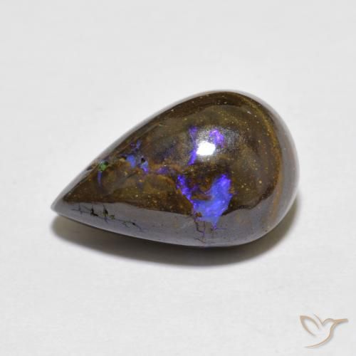 7.30 ct Multicolor Boulder Opal Stone, Natural Boulder Opal in Pear Cabochon Shape for Sale
