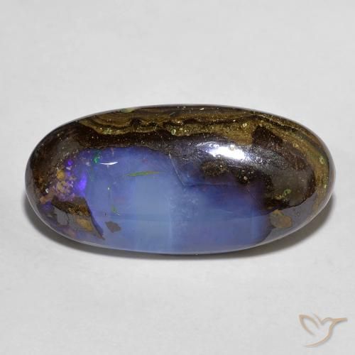 Opale Boulder Multicolore oval cabochon 23,4 x 11,4mm d'Australie, poids de 11,46 ct, pierre gemme naturelle Non traité de pureté Opaque , 1 pièce d'opale boulder, couleur : Multicolore, dureté de Mohs de 5.5 à 6.5, Photo A