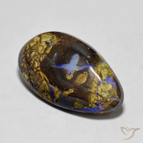 11.03ct Natural Multicolor Boulder Opal, Pear Shape, Opaque, Photo A
