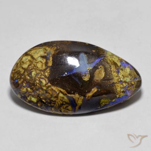 11.03 ct Multicolor Boulder Opal Stone, Natural Boulder Opal in Pear Cabochon Shape for Sale