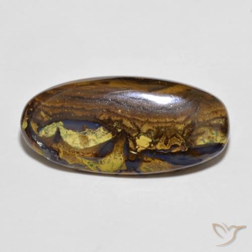 Ópalo Boulder Multicolor Ovalada de 21,2 x 10,1mm de Australia, peso de 7.1 ct, piedra preciosa natural No tratado en Opaco Clarity, Ópalo Boulder Cabujón Óvalo de 1 pieza - Color: Multicolor, dureza Mohs de 5.5 - 6.5, Photo A