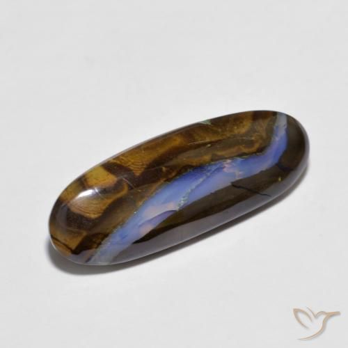 6.36 ct Multicolor Boulder Opal Stone, Natural Boulder Opal in Oval Cabochon Shape for Sale
