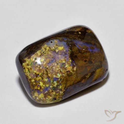 8.58 ct Multicolor Boulder Opal Stone, Natural Boulder Opal in Cushion Cabochon Shape for Sale
