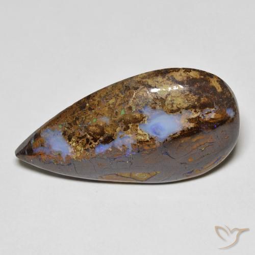 11.36ct Natural Multicolor Boulder Opal, Pear Shape, Opaque