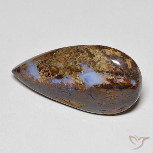 11.36 ct Multicolor Boulder Opal Stone, Natural Boulder Opal in Pear Cabochon Shape for Sale