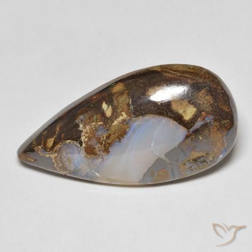 13.28 ct Multicolor Boulder Opal Stone, Natural Boulder Opal in Pear Cabochon Shape for Sale