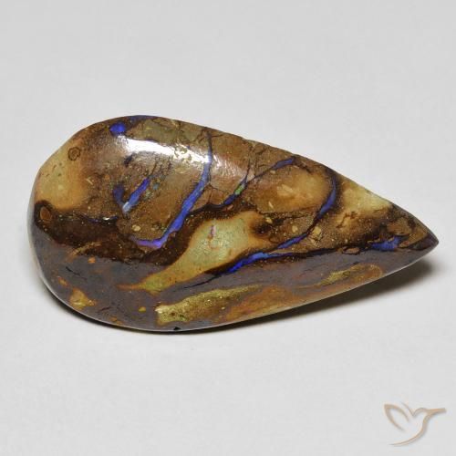 11.51ct Natural Multicolor Boulder Opal, Pear Shape, Opaque
