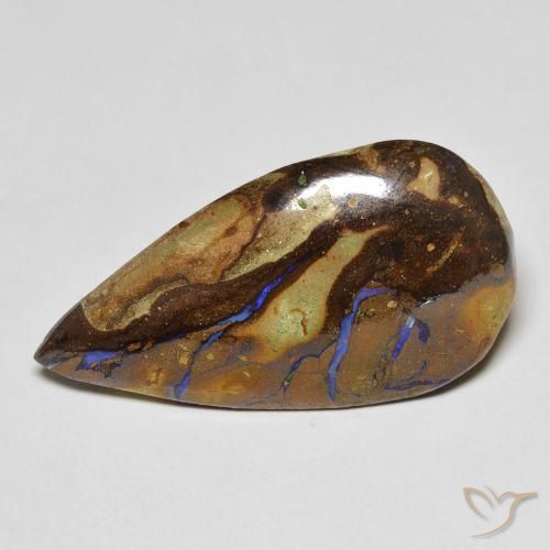 11.51 ct Multicolor Boulder Opal Stone, Natural Boulder Opal in Pear Cabochon Shape for Sale