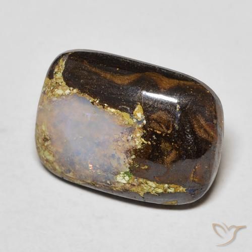 5.41 ct Multicolor Boulder Opal Stone, Natural Boulder Opal in Cushion Cabochon Shape for Sale