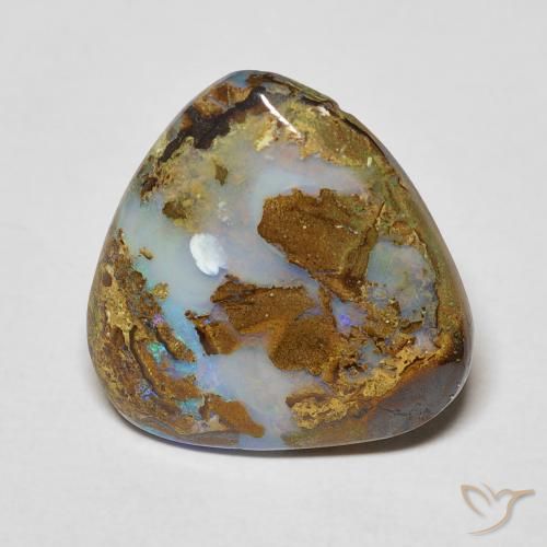 5,55 ct trillionenschliff Boulder-Opal aus Australian, Größe: 14,1 x 14mm, Reinheit: Transparent, Garantiert echter Edelstein, 1 Stück Boulder-Opal in Mehrfarbig Farbe, Mohs-Härte von 5,5 - 6,5, Photo A