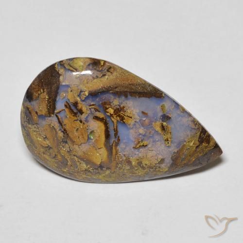 9.98 ct Multicolor Boulder Opal Stone, Natural Boulder Opal in Pear Cabochon Shape for Sale