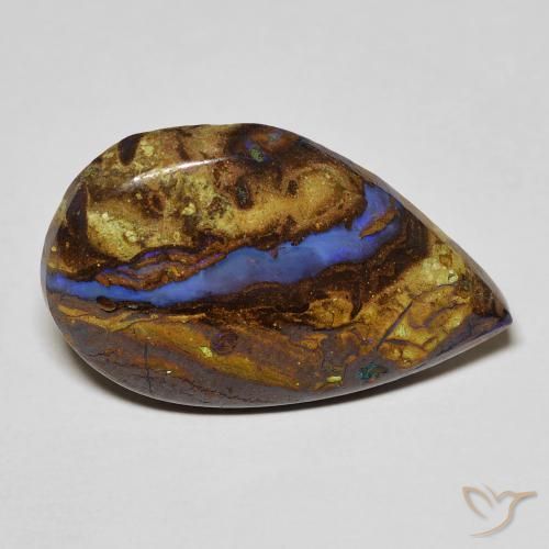 8.11 ct Multicolor Boulder Opal Stone, Natural Boulder Opal in Pear Cabochon Shape for Sale