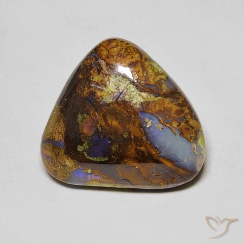 14.2 x 13.9mm Trillion Multicolor Boulder Opal from Australia, Weight of 6.17ct, Natural untreated Gemstone in Opaque Clarity, 1pc Trillion Cabochon Boulder Opal - Color: Multicolor, Mohs Hardness of 5.5 - 6.5, Photo A