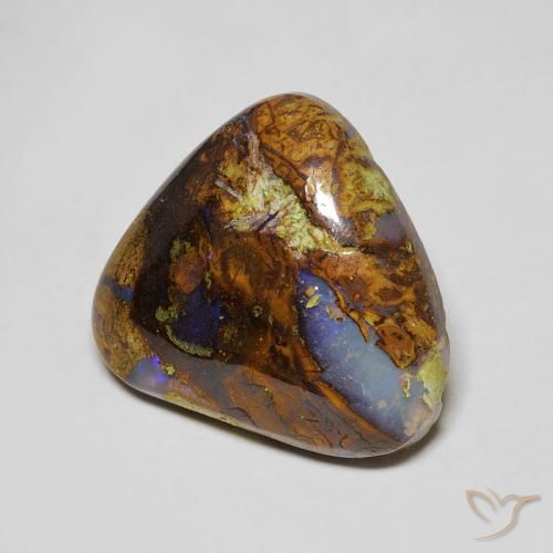 6.17 ct Multicolor Boulder Opal Stone, Natural Boulder Opal in Trillion Cabochon Shape for Sale