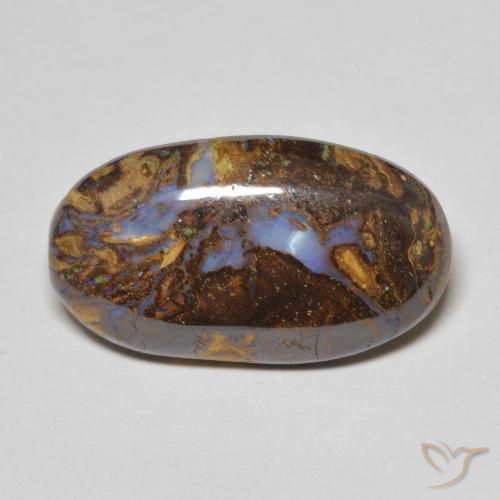 19,1 x 10,9mm ovaler mehrfarbiger Boulder-Opal aus Australian, Gewicht von 7,48 ct, natürlicher Edelstein in Opaque Reinheit, 1 Stück ovaler Boulder-Opal - Farbe: Mehrfarbig, Mohs-Härte von 5,5 - 6,5, Photo A