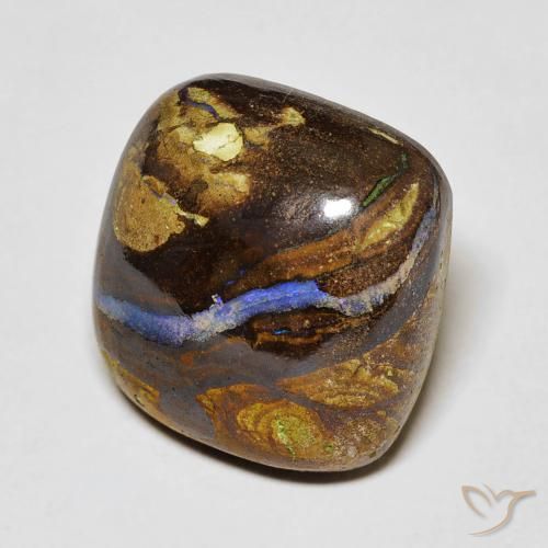 12.62 ct Multicolor Boulder Opal Stone, Natural Boulder Opal in Cushion Cabochon Shape for Sale