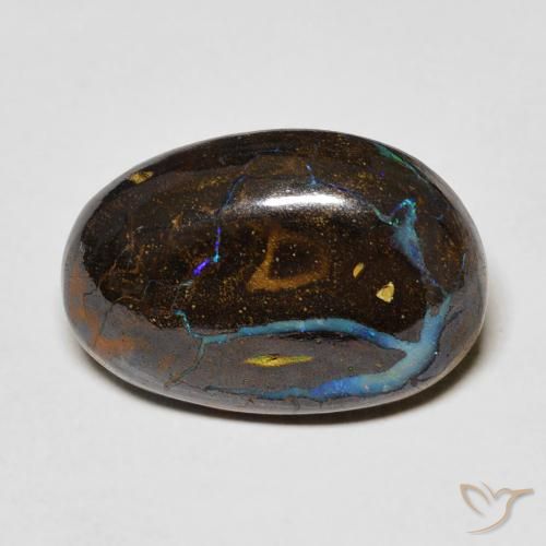 Ópalo Boulder Multicolor Cabujón Elegante de 15,9x10,8 mm de Australia, peso de 7.47ct, piedra preciosa No tratado de forma natural en claridad Opaco, Ópalo Boulder de 1 pieza: el color es Multicolor, dureza Mohs de 5.5 - 6.5, Photo A