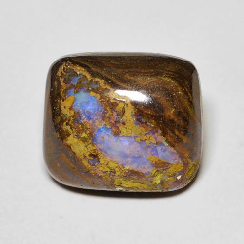 7,95 ct kissenschliff mehrfarbiger Boulder-Opal aus Australian, Größe 12,6 x 10,9mm, Garantiert natürlicher Edelstein, Opaque Reinheit, 1 Stück Boulder-Opal in Mehrfarbig Farbe, Mohs-Härte von 5,5 - 6,5, Photo A