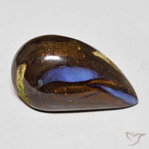 13.03ct Natural Multicolor Boulder Opal, Pear Shape, Opaque